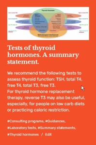 Tests of thyroid hormones. A summary statement by The New Neander's Medical. January 2021.